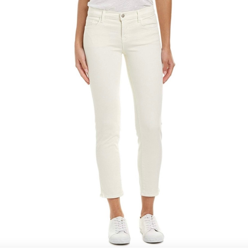 J Brand Cropped Rail Jeans In Tropez White